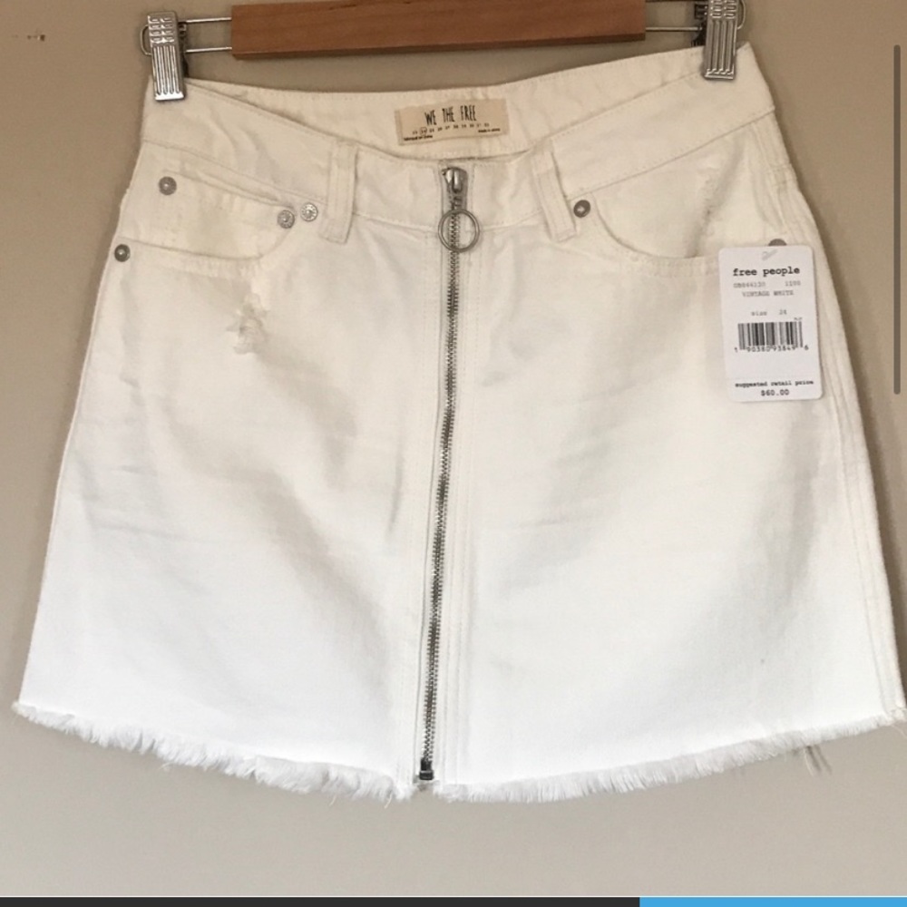 Free People Mini Zip It Up Skirt In White - Picture 3 of 6